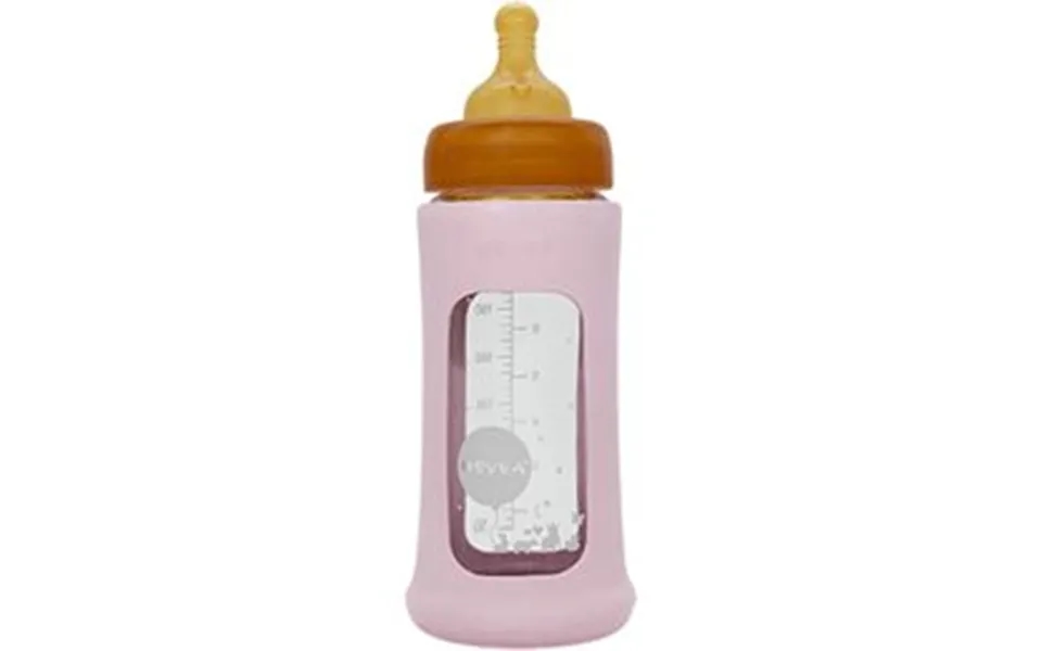Hevea Baby Glas Sutteflaske Wide Neck 250ml Powder Pink X