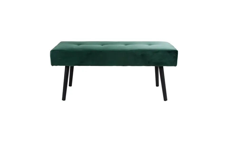 Bænk I Mørkegrøn Velour Med Sorte Ben Hn1206 - 1401004