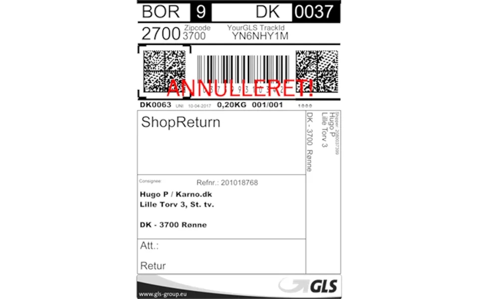 Returlabel Gls Qr-kode Kræver At Du Kan Vise Qr-koden I Pakkeshoppen