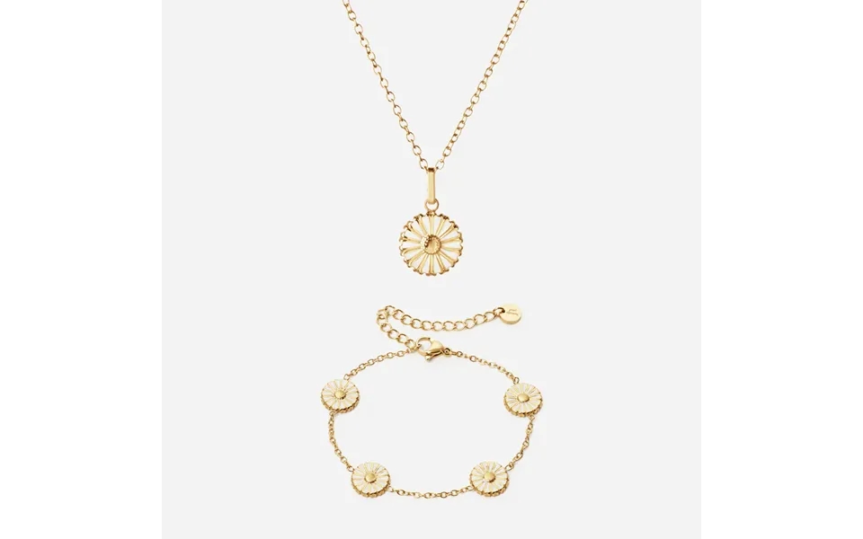 Marguerit Halskæde Armbånd 18k Guldbelagt