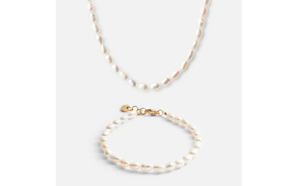 Perlehalskæde Perlearmbånd 18k Guldbelagt