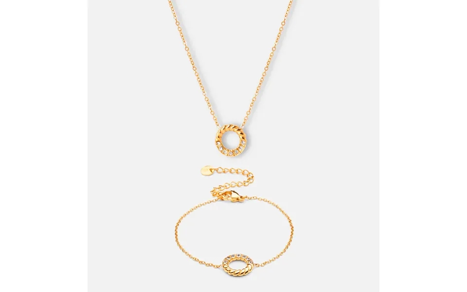 Twisted White Zirkon Halskæde Armbånd 18k Guldbelagt