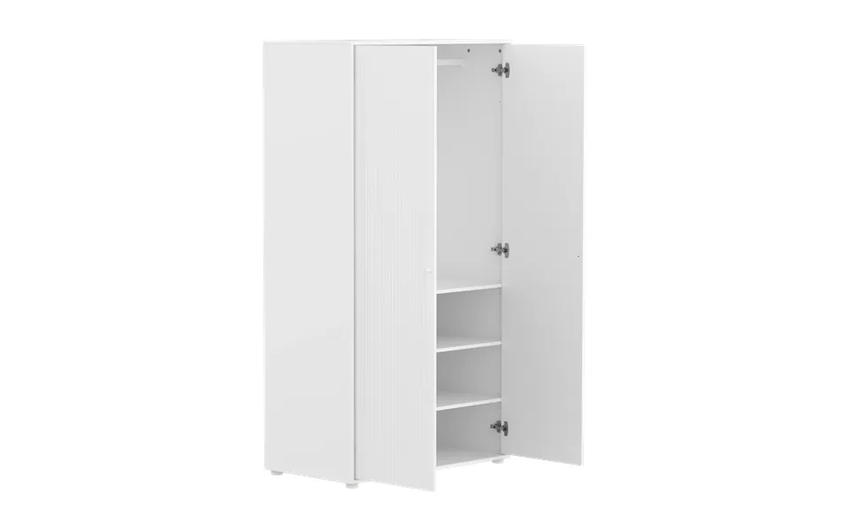 Flexa Saga Garderobeskab 200x100x55 Hvid Riller Hvide Ben Og Greb