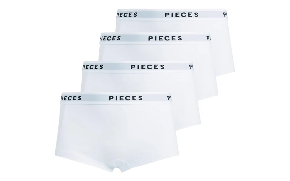 Pieces Dame Hipsters Pclogo Lady 4-pack - Bright White