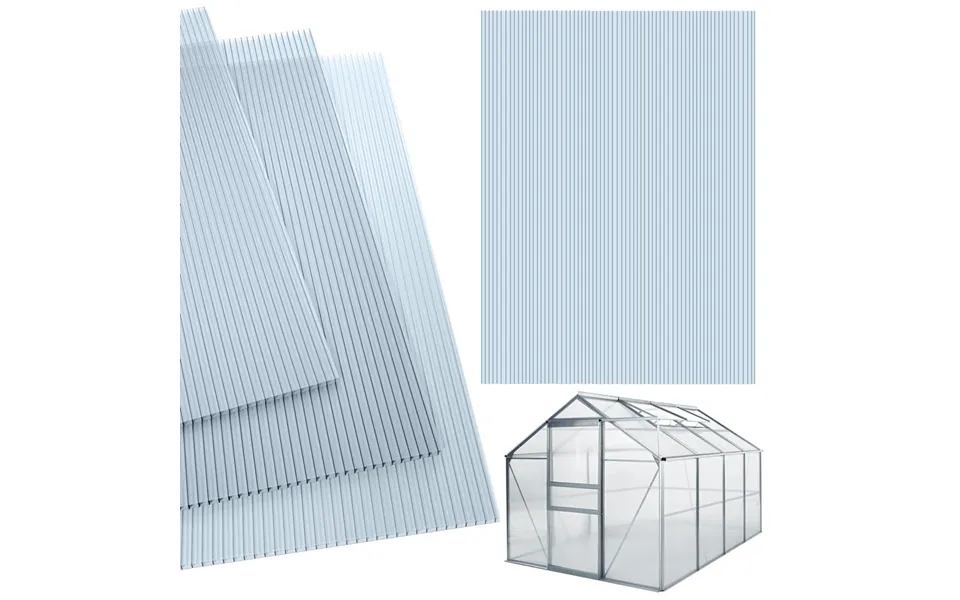 14x Polycarbonat Hulkammerplader 4mm - 10,25 Mâ Dobbeltvægsplade 1210x605 Mm