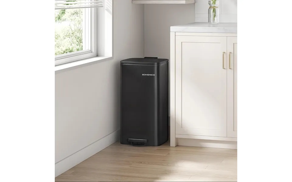 30l Køkken Affaldsspand I Blæk Sort - Med Indvendig Spand
