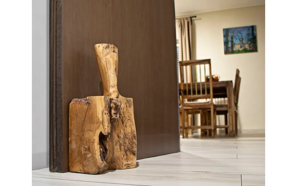 Dørstopper I Teaktræ - 17x13x37 Cm