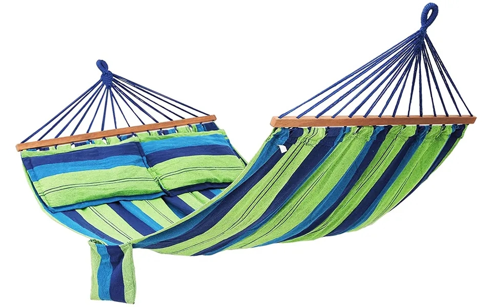 Hængekøje I Stribet Stof - Blå Og Grøn