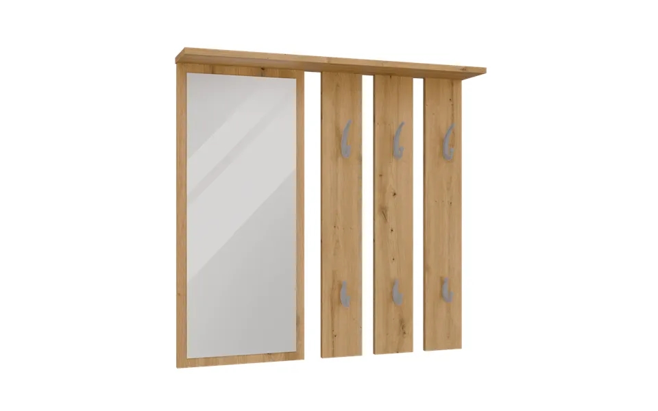 Knagerække Med Hylde Og Spejl - Naturfarvet