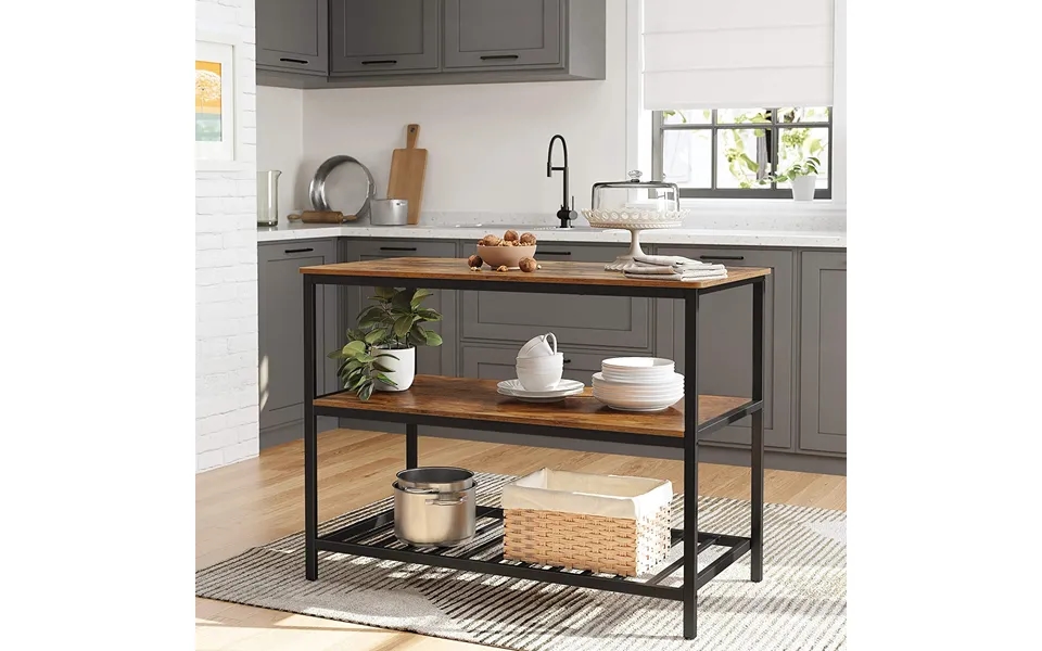 Køkkenø Med 2 Hylder - 120x60x90 Cm