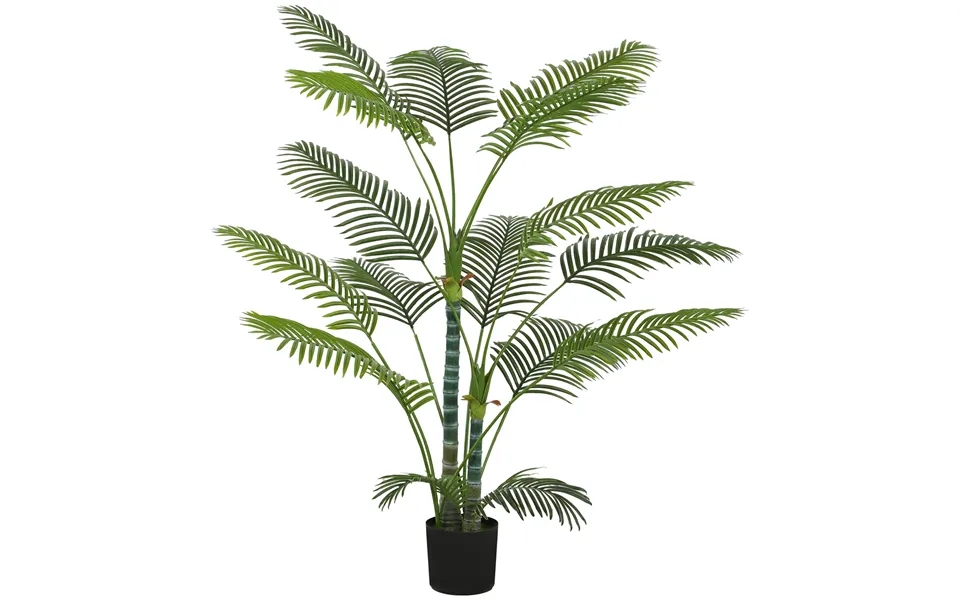 Kunstig Palme Med 16 Plastblade - Uv-resistent Kunstig Plante Med Plastpotte