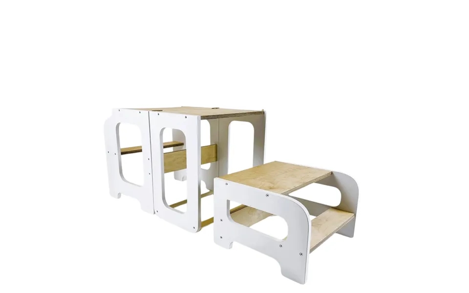 Læringstårn I Træ - Hvid Og Naturfarvet