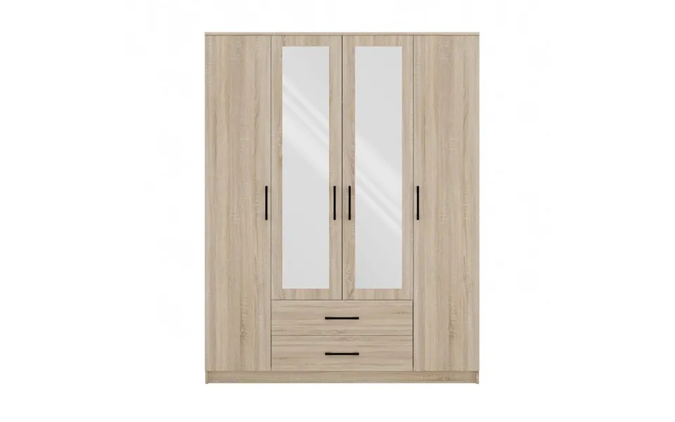 Moderne Klædeskab Med Spejl - Højde 205 Cm Bredde 160 Cm Dybde 54 Cm