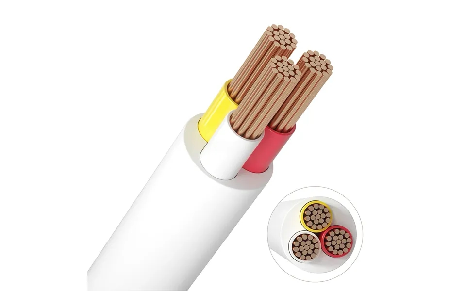 12-24v Cct Kabel, Hvid Rund - 3 X 0,5 Mm2, Metervare, Min. 5 Meter