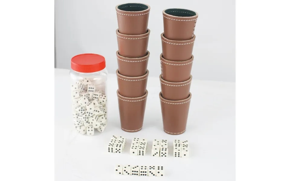 Spillesæt Med 100 Terninger Og 10 Raflebægre.