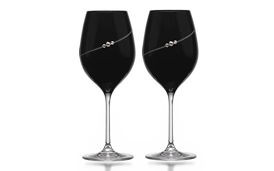Black New Pen Rødvinsglas Med Swarovski Krystaller - 2 Stk.