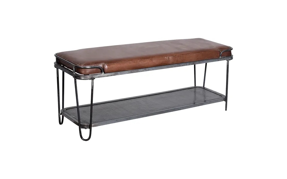 Læderbænk Med Hylde