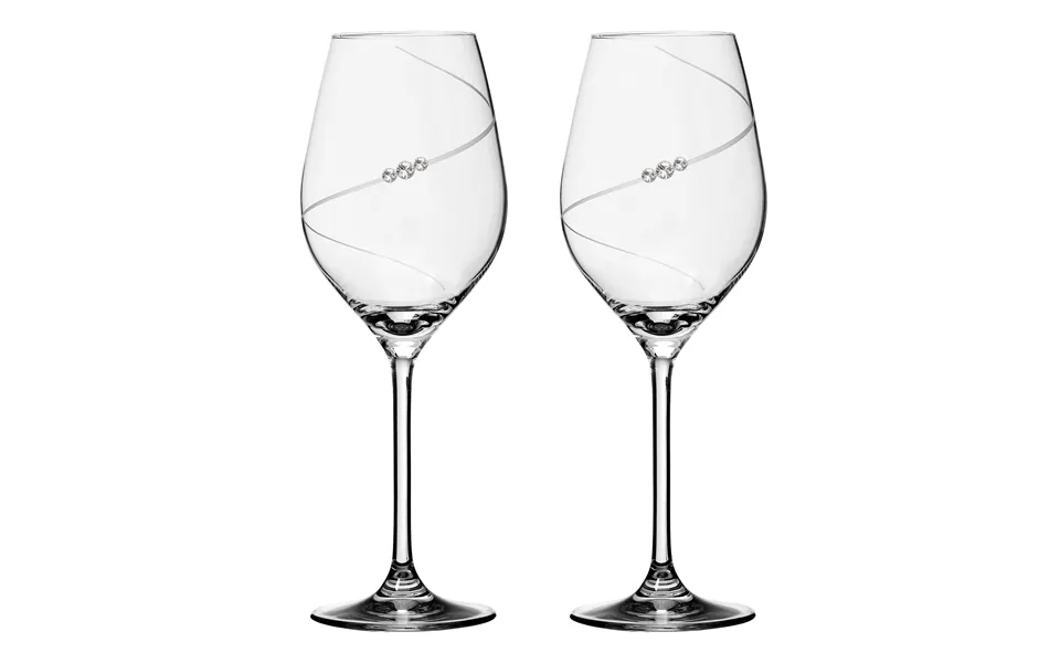 New Pen Hvidvinsglas Med Swarovski Krystaller - 2 Stk.