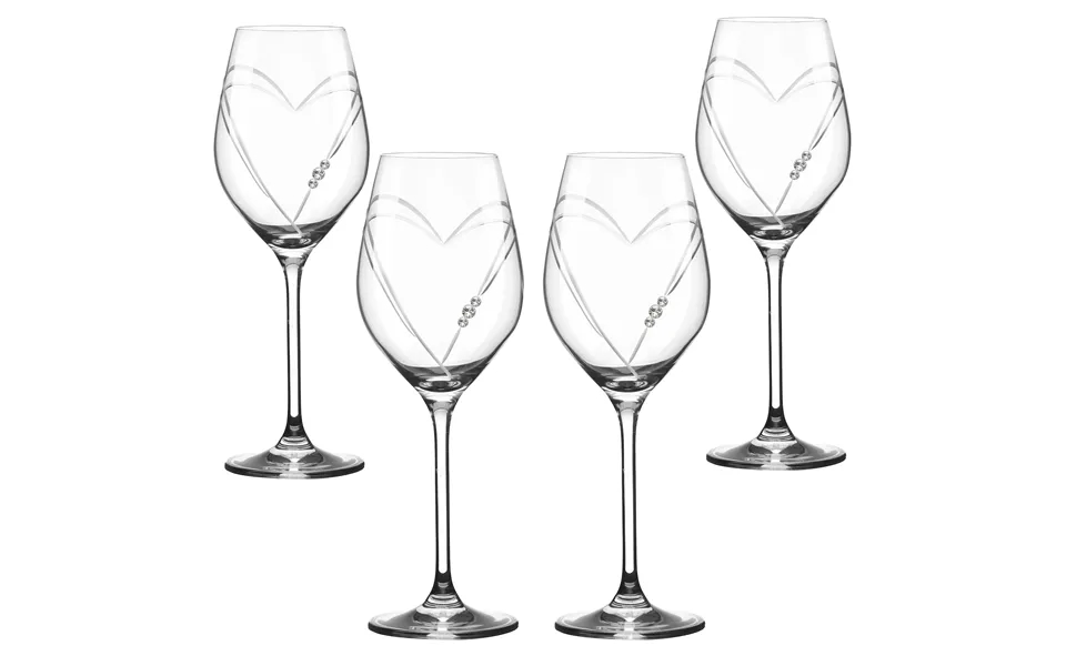Two Hearts Hvidvinsglas Med Swarovski Krystaller - 4 Stk.