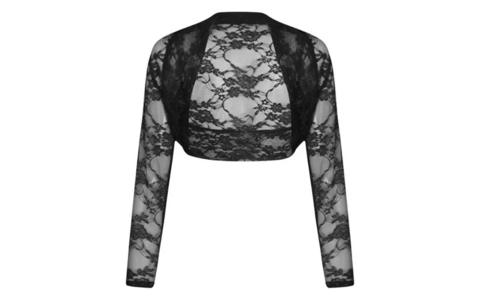 Blonde Bolero, Maria - Langærmet Blonde Bolero I Sort Str. 40