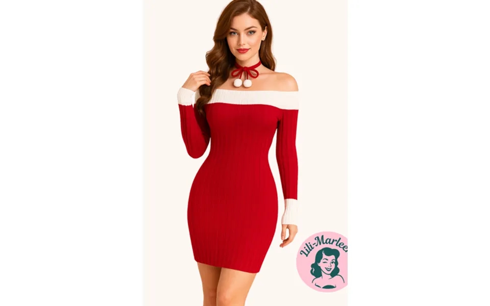 Julekjole My Cozy Christmas Dress - Skrikkjole I Rød Med Hvid Kant