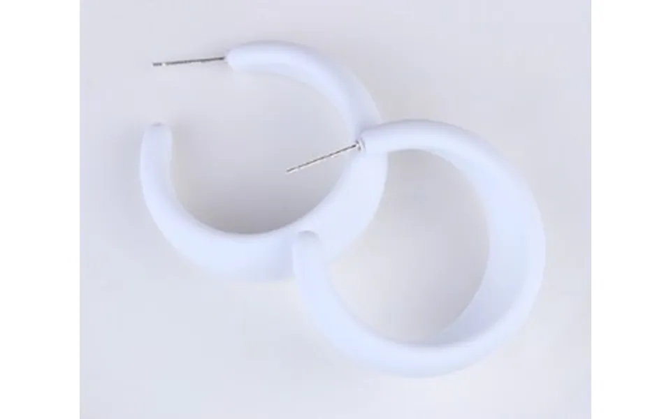 Øreringe - Klassiske Runde Halv Creoler, Hvid