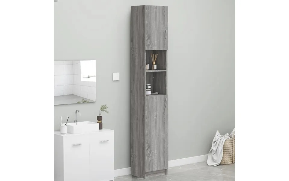 Badeværelsesskab 32x25,5x190 Cm Konstrueret Træ Grå Sonoma-eg