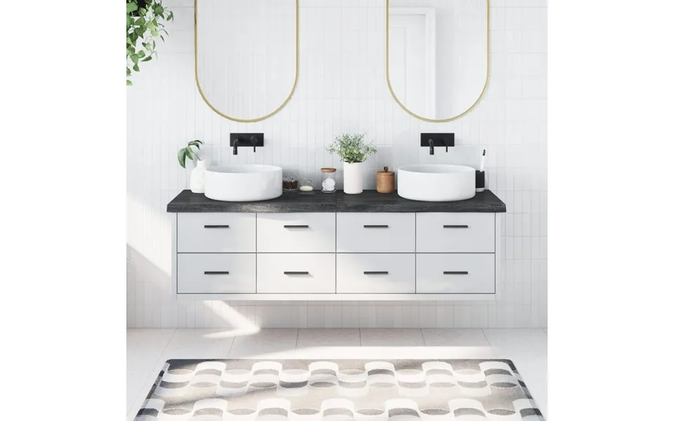 Bordplade Til Badeværelse 180x50x 2-6 Cm Massivt Træ Mørkebrun