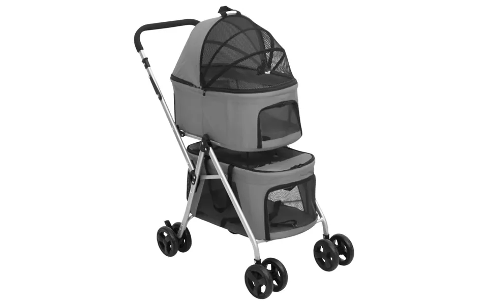 Dobbelt Hundeklapvogn Foldbar 83x48x97 Cm Oxfordstof Grå