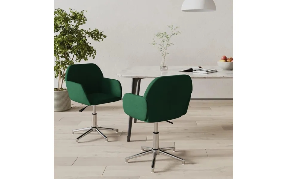 Drejelige Spisebordsstole 2 Stk. Stof Mørkegrøn