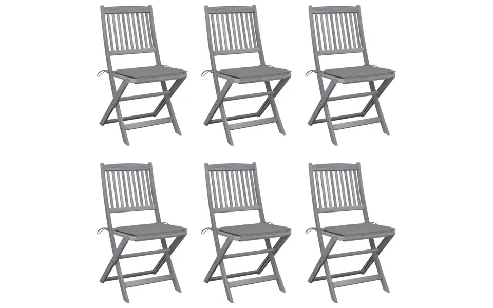Foldbare Udendørsstole 6 Stk. Med Hynder Massivt Akacietræ