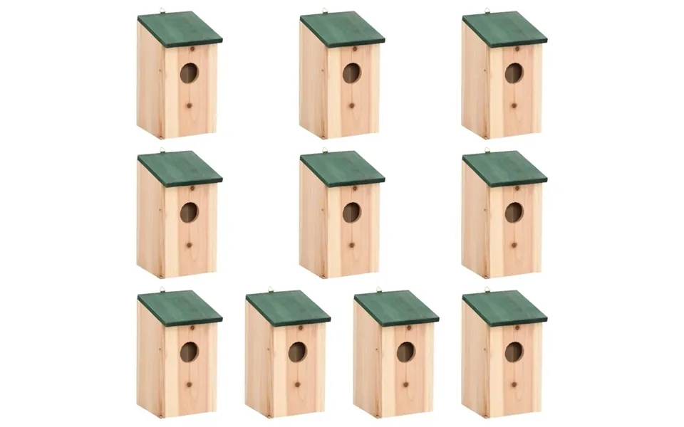 Fuglehuse 10 Stk. 12x12x22 Cm Massivt Fyrretræ