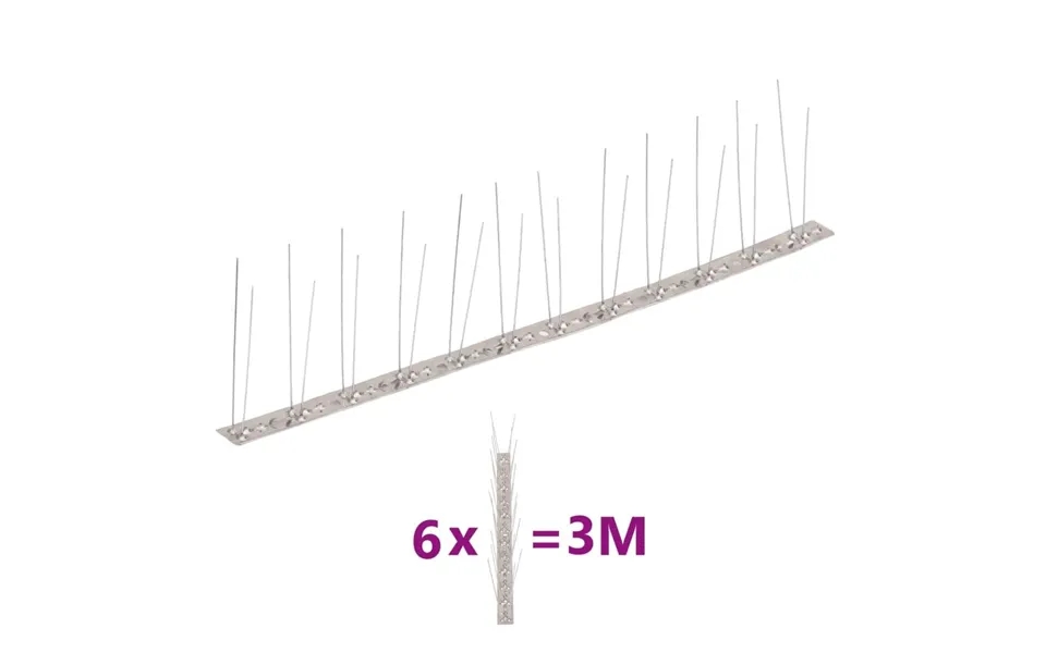 Fuglepigge 2 Rækker Sæt Af 6 Stk. 3 M Rustfrit Stål