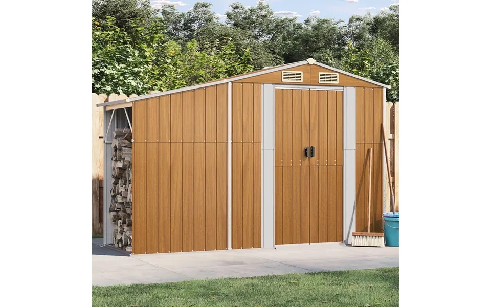 Haveskur 277x93x179 Cm Galvaniseret Stål Brun