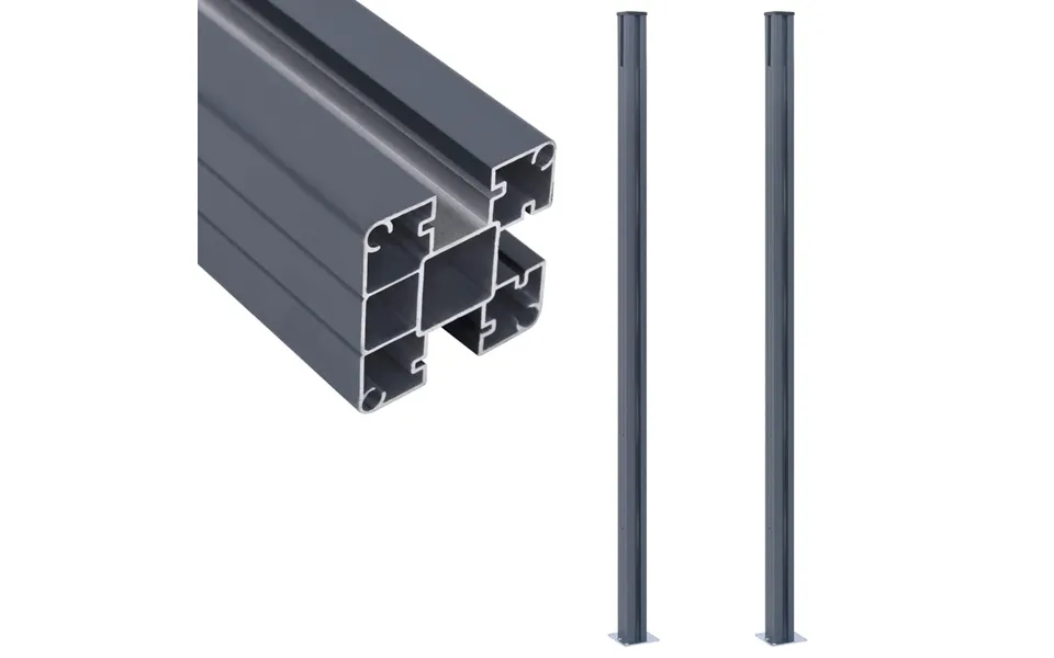 Hegnspæle 2 Stk. 185 Cm Aluminium Mørkegrå