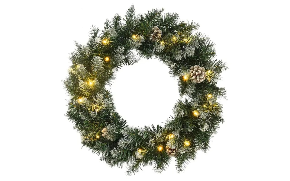 Julekrans Med Led-lys 45 Cm Pvc Grøn