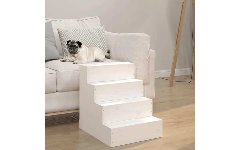 Kæledyrstrappe 40x49x47 Cm Massivt Fyrretræ Hvid