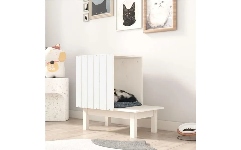Kattehus 60x36x60 Cm Massivt Fyrretræ Hvid