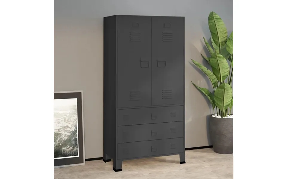 Klædeskab 90x50x180 Cm Metal Antracitgrå
