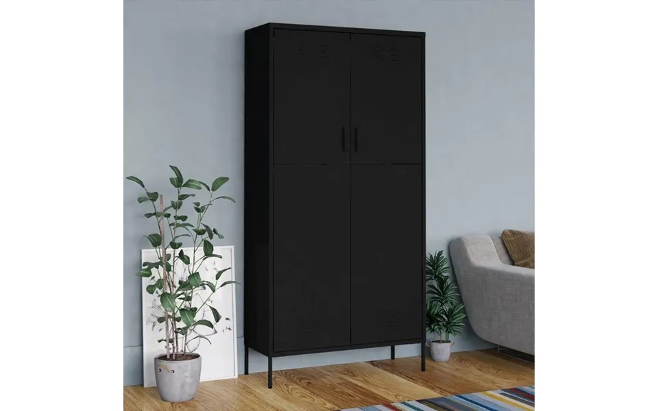 Klædeskab 90x50x180 Cm Stål Sort