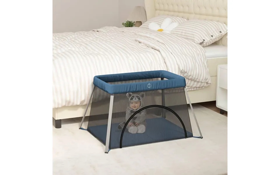 Kravlegård Med Madras Linnedstof Marineblå