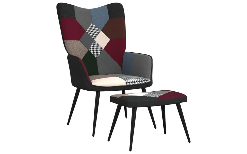 Lænestol Med Fodskammel Stof Patchwork