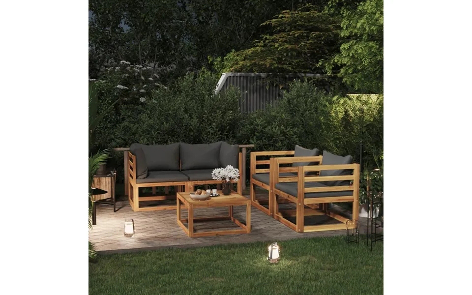 Loungesæt Til Haven 5 Dele Med Hynde Massivt Akacietræ