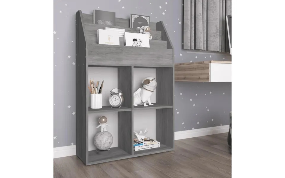 Magasinreol Til Børn 71x30x114 Cm Konstrueret Træ Betongrå