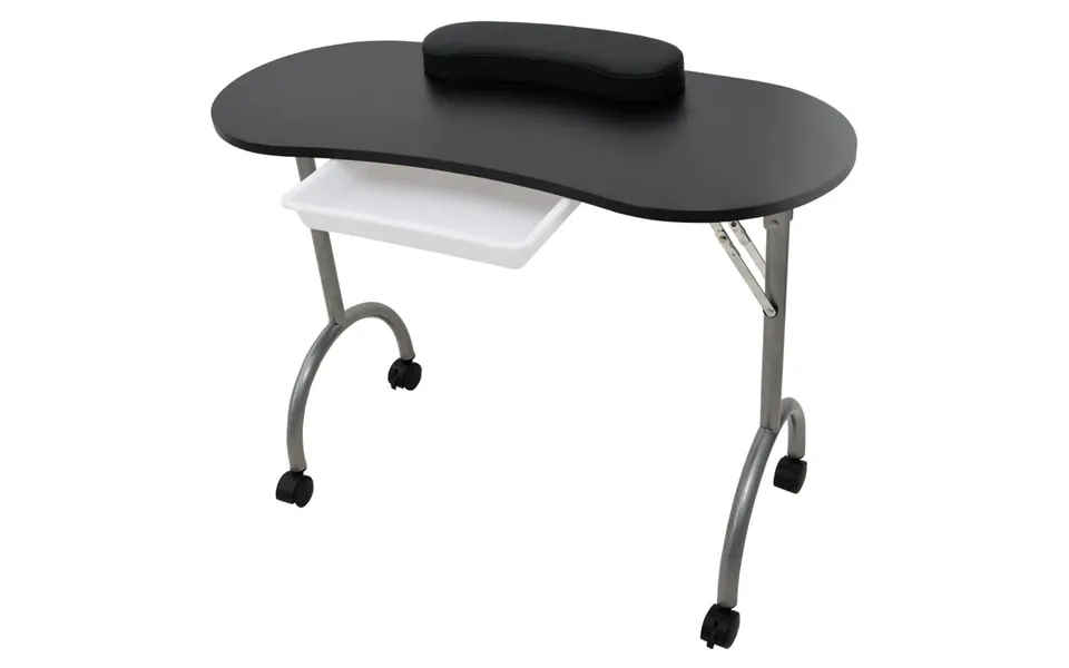 Manicurebord Med Hjul Foldbart Sort