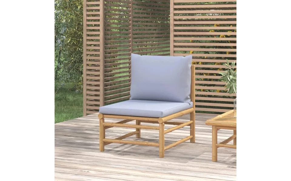 Midtermodul Til Havesofa Med Lysegrå Hynder Bambus