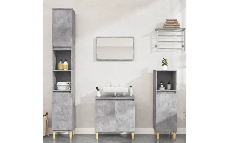 Møbelsæt Til Badeværelse 3 Dele Konstrueret Træ Betongrå