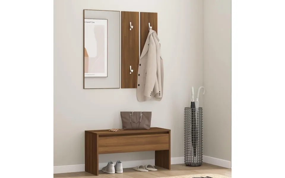 Møbelsæt Til Entré Konstrueret Træ Brun Egetræsfarve