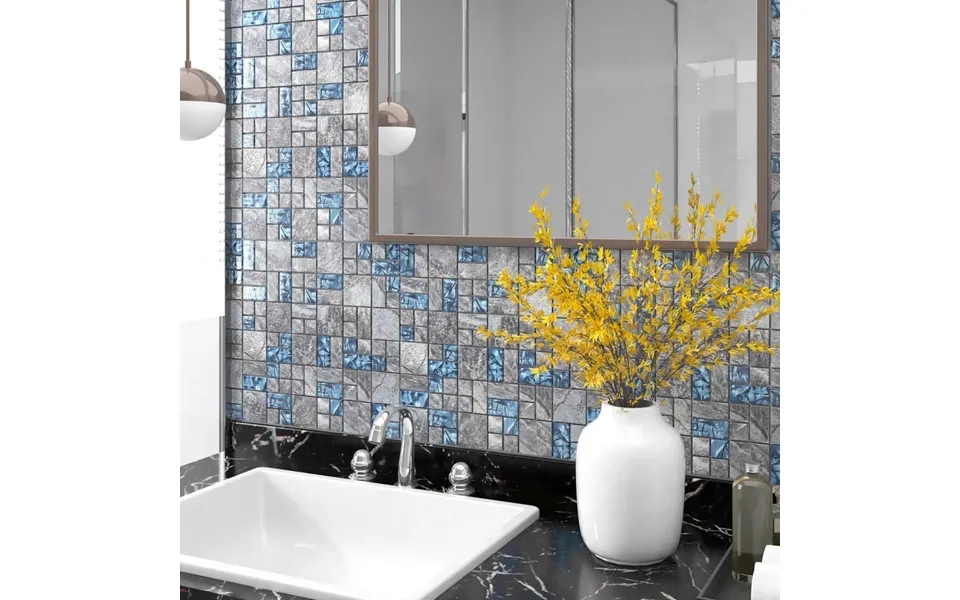 Mosaikfliser 11 Stk. 30x30 Cm Glas Grå Og Blå