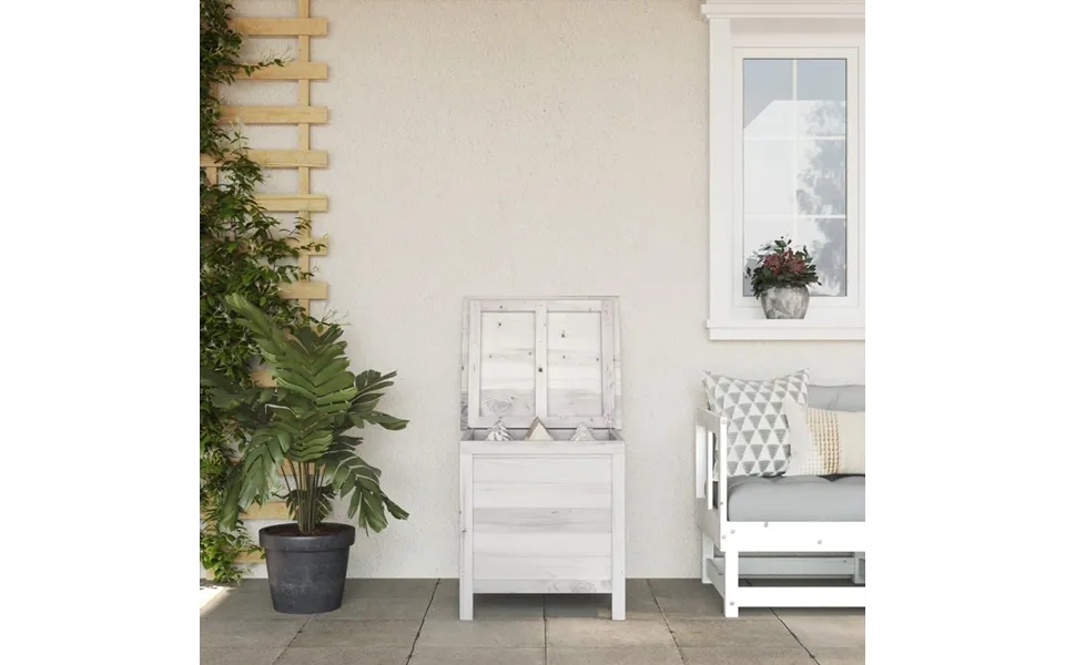 Opbevaringsboks Til Haven 50x49x56,5 Cm Massivt Grantræ Hvid